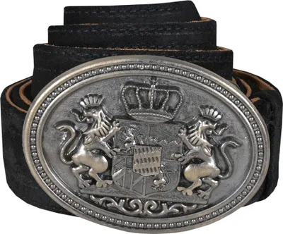 Der schwarze traditionelle Lederhosen-Gürtel aus echtem Leder für Herren. Handgefertigt aus Rindsleder, authentischer bayerischer Trachtengürtel. Bequem, atmungsaktiv und perfekt für bayerische Herrenmode. Online kaufen!