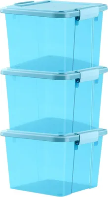 Produktbild von Kunststoff Aufbewahrungsboxen mit Deckeln - 3 Verpackungen von 60 Litern, stapelbare Lagerbehälter mit Griffen für Zuhause und im Büro