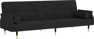 Image de vidaXL Canapé-lit avec coussins noir velours