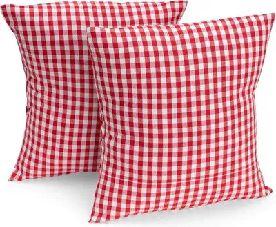 Produktbild von Famanu Kissenhüllen Set von 2 - 40 x 40 cm - Rote und weiße Karomuster