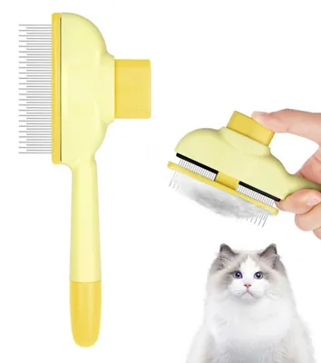 Produktbild von Katzenkamm Selbstreinigend Fellblitz Bürste Tiefenreinigung Gelb