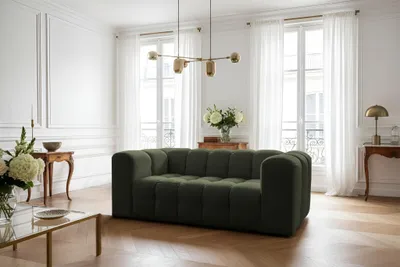 Produktbild von Sofa Designersofa SOLVIE 2-Sitzer in Stoff Tiffani Grün