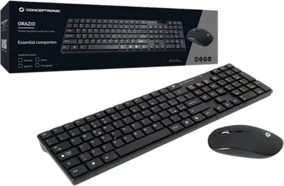 Image de Conceptronic ORAZIO - Tastatur-und-Maus-Set - kabellos - 2.4 GHz - Spanisch - Schwarz (ORAZIO01ES)