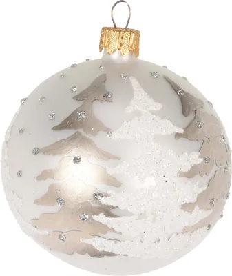 Image de Boule de Noël en verre avec conifère, perle (8 cm)