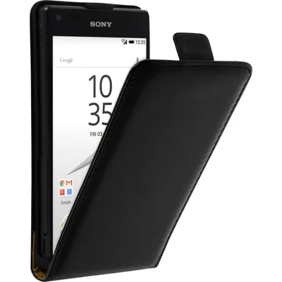Produktbild von PhoneNatic Kunst-Lederhülle kompatibel mit Sony Xperia Z5 Compact - Flip-Case schwarz + 2 Schutzfolien
