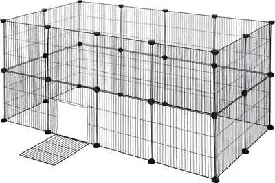 Produktbild von Famanu Tiergehege für Katzen und Hunde - Innen- und Außenbereich - 142 x 71 x 71 cm - Schwarz