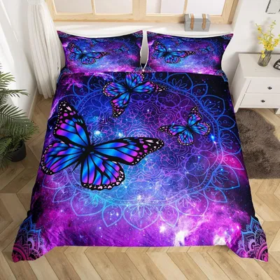 Produktbild von Bettwäsche Set 135x200cm Mädchen Jungen Schmetterling Paisley Lila Mehrfarbig 1 Kissenbezug 80x80cm
