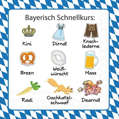 Produktbild von 20 Servietten Bayerisch Schnellkurs - Bayrisch lernen 33x33cm