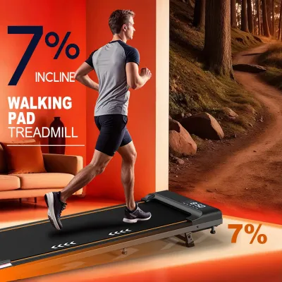 Immagine prodotto di Tapis roulant compatto per uso domestico - Tapis roulant elettrico - Motore da 2,25 CV - Velocità da 1 a 6 km/h - Inclinazione regolabile - Capacità di carico: 100 kg - Superficie di corsa a 7 strati