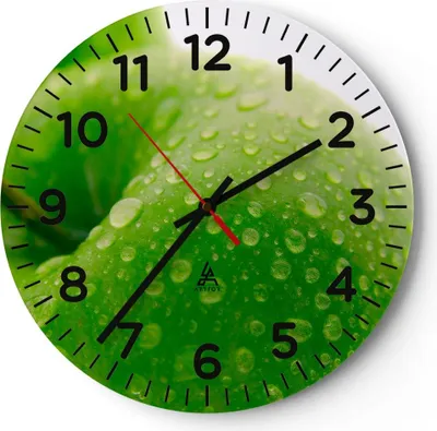 Produktbild von Wanduhr - Rund - Glasuhr - Apfel Obst Vitamin Gesundheit - 30x30cm - Schleichendes Uhrwerk - Lautlos - zum Aufhängen bereit - Dekoration Modern - Wanddekoration aus Glas - C4AR30x30-1335