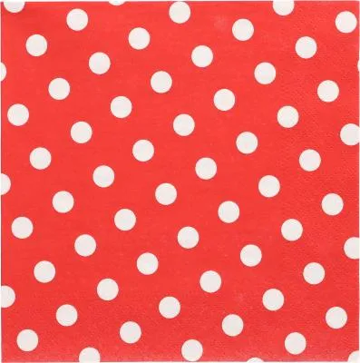 Produktbild von Servietten, 3-lagig 1/4-Falz 33 cm x 33 cm rot "Dots"