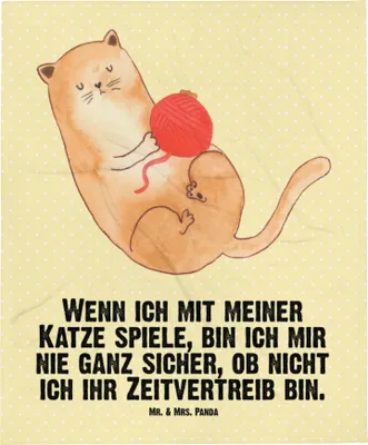 Produktbild von Mr. & Mrs. Panda Babydecke Katze Wolle - Gelb Pastell - Geschenk, Schlummerdecke, Spielen, Cats, Plaid, Erstlingsdecke, Haha, Katzen, Kinderwagendecke, Kinderdecke