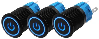 Produktbild von ProRide Drucktaster ON/OFF 16 mm - Wasserdicht - Blau - 3 Stück