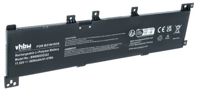 Produktbild von vhbw Akku kompatibel mit Asus VivoBook 17 F705QA-BX133T, 17 A705UA-BX363T, 17 F705MA-BX029T, 17 F705MB Notebook (3600 mAh, 11,52 V, Li-Polymer)