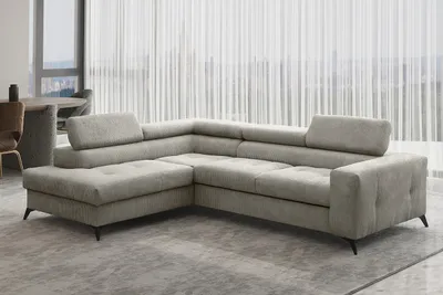 Produktbild von Kaiser Möbel Ecksofa mit schlaffunktion und bettkasten, Sofa L-form, Couch L-form Arcadi Dicker Cord Hellbeige Links