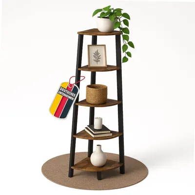 Produktbild von Mein-Regal 3-seitiges Eckregal Vintage Metallregal 5 Ebenen Braun