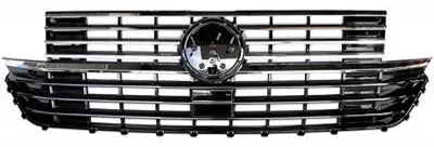Kühlergrill Sportgrill Emblem Loch + Chrom Strebe SCHWARZ GLANZ für VW T6.1 19 – Produktansicht