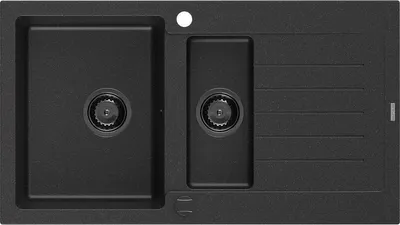 Immagine prodotto di Mexen Matias lavello in granito 1,5 vasca con gocciolatoio 900 x 505 mm nero/argento metallizzato, sifone nero - 6502901505-73-B