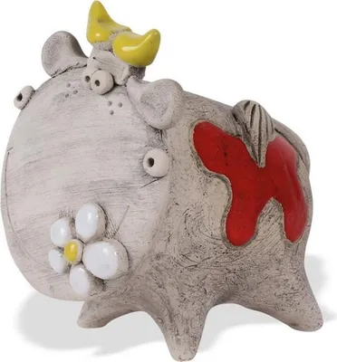 Immagine prodotto di Salvadanaio "Mucca Frieda" rosso in Vetroceramica, 11 cm, con motivo animale