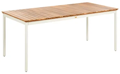 Obrázok produktu pre BELIANI – Záhradný stôl, hnedý, drevo akácie, oceľová konštrukcia, 180 x 90 cm, 6 miest, kovové nohy, moderný štýl