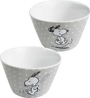 Produktbild von The Peanuts Schüssel Snoopy - Müslischale Schale Grau mit Punkten Porzellan 500ml