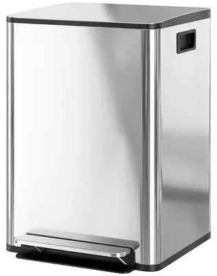 Produktbild von HOMCOM Mülleimer Küche 2 x 20L Treteimer mit Softclose-Deckel und Pedal, Silber