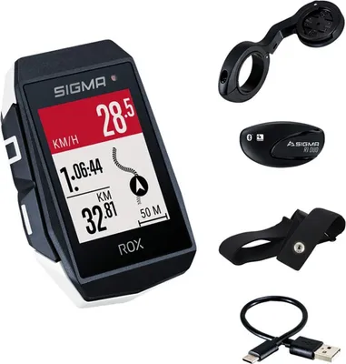 Image de Cyclocomputer Sigma Rox 11.1 Evo - avec support Short Butler 00475, capteur cardiaque 20332, noir et blanc