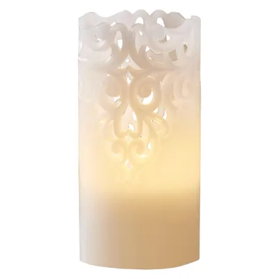 Produktbild von Star Trading Clary LED Kerze Wachs weiß 15cm Rankendesign 6/18h Timer Batterie