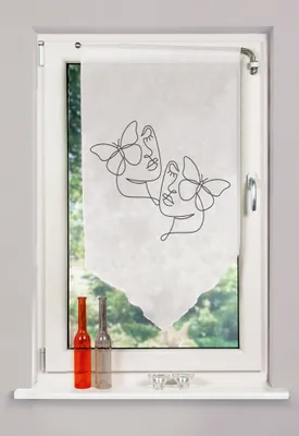 Produktbild von HOME WOHNIDEEN Fensterbehang Voile Digitaldruck "Sylia" 80 x 40 cm 1x Fensterbehang Grau