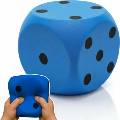 Produktbild von XXL-Schaumstoffwürfel Blau 15 cm - Weicher Jumbo-Augenwürfel für Spielspaß drinnen & draußen - Kinderfreundliches Wurfspielzeug