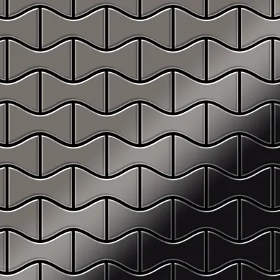 Produktbild von Mosaik Fliese massiv Metall Titan hochglanz dunkelgrau 1,6mm Kismet-Ti-SM