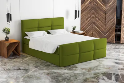 Produktbild von Boxspringbett LEG 180x200 mit 2 Bettkästen, Bonell-Matratze und Topper. Farbe: Grün