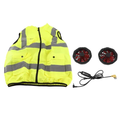 Obrázek produktu pro Chladná vesta Letní chladicí ventilátor Vesta Klimatizace Reflexní pruh Dobíjecí pracovní oblečení 5V Fluorescenční zelená XL