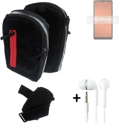 Produktbild von K-S-Trade Outdoor Gürteltasche Holster Umhängetasche + Kopfhörer kompatibel mit Sony Xperia Ace III schwarz Handy Tasche Case travelbag