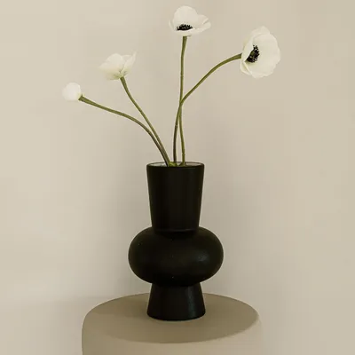 Productafbeelding van Bloemenvaas 21 cm, zwart, glas, woonkamer