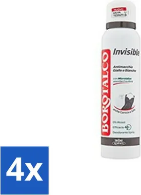 Immagine prodotto di Borotalco – Deodorante spray – Invisibile – Effetto barriera Talco – 0% alcool – 150 ml - Confezione risparmio - 4 pezzi