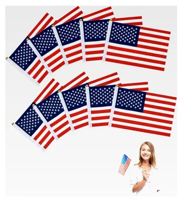 Produktbild von USA Stickflagge, Stars and Stripes Banner, Mini-Fahnen für Sportveranstaltungen, Volkstrauertag und nationale Feierlichkeiten - 14 x 21 cm, 10 Stück