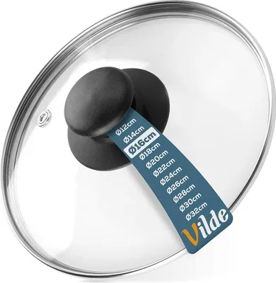 Produktbild von Vilde | Glasdeckel - mit Edelstahlring - Ø 16 cm - 200°C Hitzebeständiges Glas - Universaldeckel - Dampfloch - Spülmaschinenfest