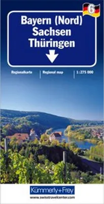 Image de Carte routière régionale Kümmerly+Frey 6 Bavière Nord 1:275.000