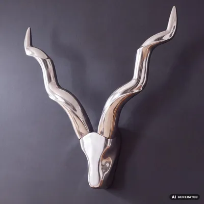 Image de FineBuy Décoration murale en aluminium « bois de cerf » 110 cm, style cottage, métal argenté, moderne, tête de cerf, bois de cerf, décoration murale pour la maison, décoration murale sur le thème du cerf, Image générée par une IA