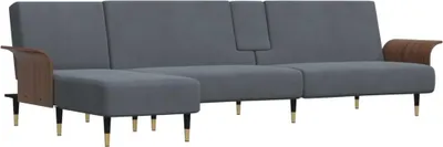 Produktbild von vidaXL Schlafsofa in L-Form Dunkelgrau 279x140x70 cm Samt