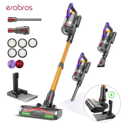 Produktbild von ERABROS EV7 Akku-Staubsauger 550W, 70 kPa Saugkraft, bürstenlos, bis 70 Min. Laufzeit, mit Ladestation und Aromafunktion