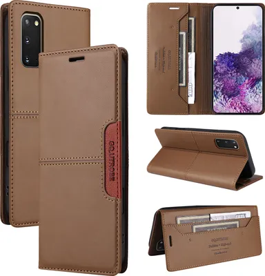 Produktbild von Handyhülle für Samsung Galaxy S20 Hülle, Leder Flip Wallet Kartenfach Stand Schutzhülle Braun