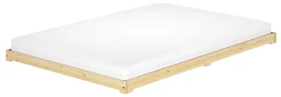 Produktbild von Futonbett Bodenbett extra niedriges Holzett 140x200 Kiefer lackiert Zubehör wählbar V-60.47K-14Rollrost und Matratze inkl.