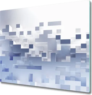 Produktbild von Glas Herdabdeckplatte 60x52 cm Spritzschutz Glasabdeckplatte Schneidebrett Würfel Abstrakt