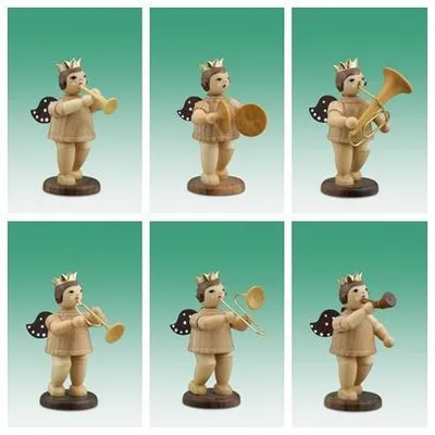 Produktbild von Holzfigur Musikantenengel 6tlg. natur ohne Krone Höhe 6cm NEU