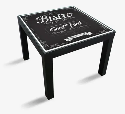 Produktbild von Wallario Möbeldesign -  Glasplatte, Schutzplatte mit Motiv - geeignet für Ikea Lack Tisch, Größe: 55 x 55 cm, Motiv: Bistro-Design in schwarz-weiß