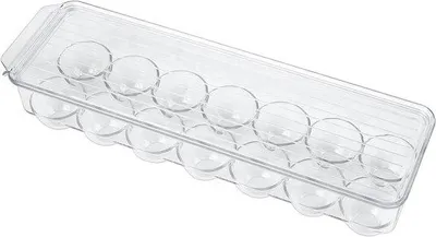 Zdjęcie produktu dla Plastikowy pojemnik na jajka z pokrywką i uchwytem, przezroczysty, na 14 jajek, do przechowywania w kuchni i zamrażarce.
