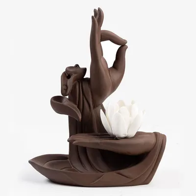 Keramik-Rückfluss-Räuchergefäß mit 10 Kegeln, Lotus-Design