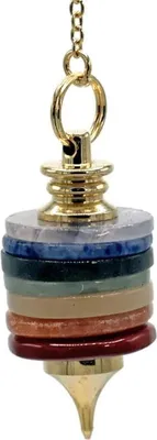 Obrázok produktu pre Kyvadlo s čakrami z prírodných kameňov – veľké – 16 g; 4 x 1,8 cm – kúpiť online